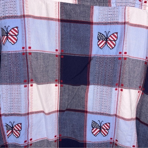 SIZE 26w 28w VINTAGE NORTHCREST RED WHITE BLUE BUTTON FRONT SHORT SLEEVE - Picture 3 of 11